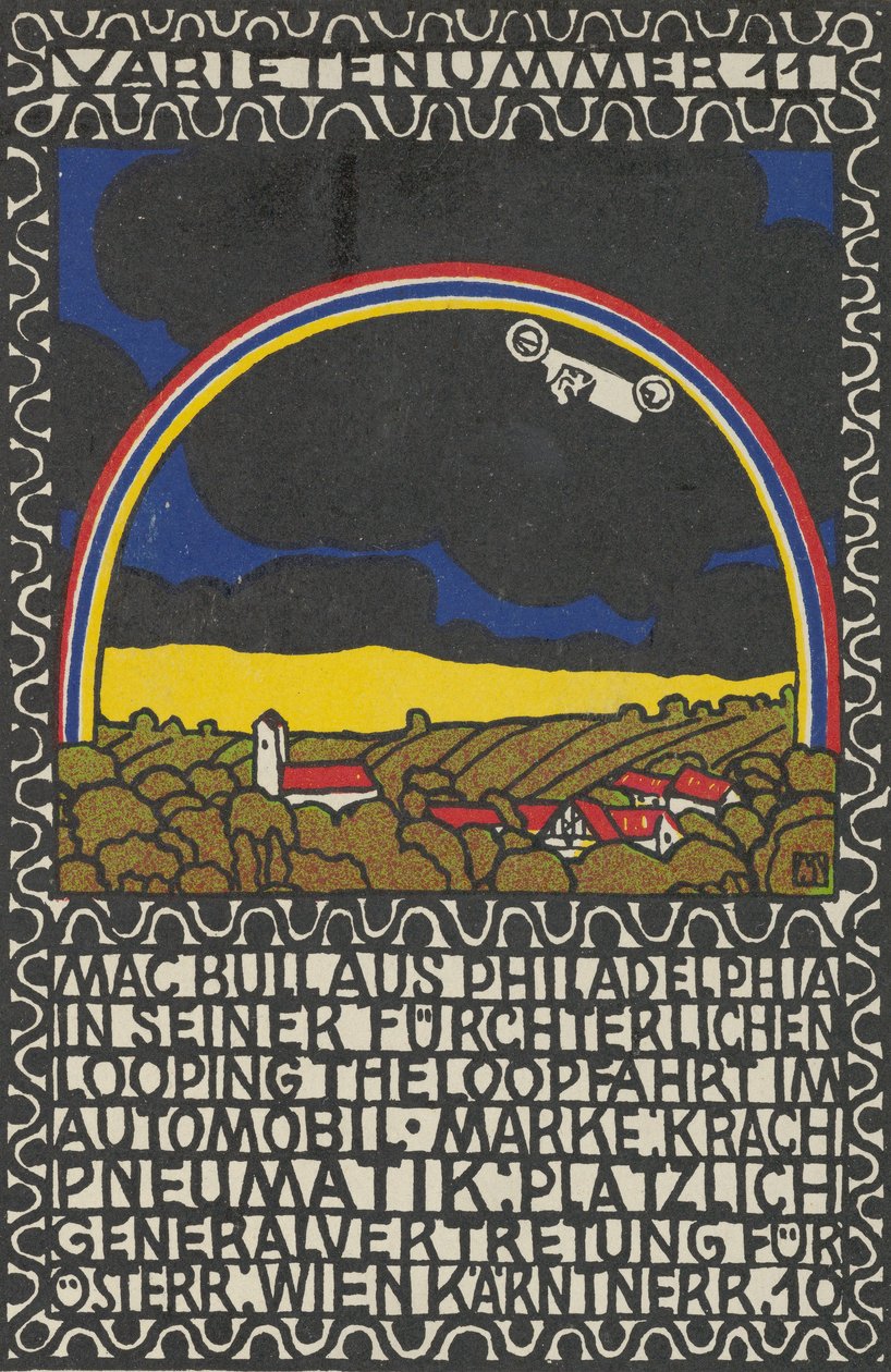 Varieté-Akt 11: Mac Bull aus Philadelphia in seiner schrecklichen Loop-the-Loop-Fahrt in seinem Auto, 1907 von Moritz Jung