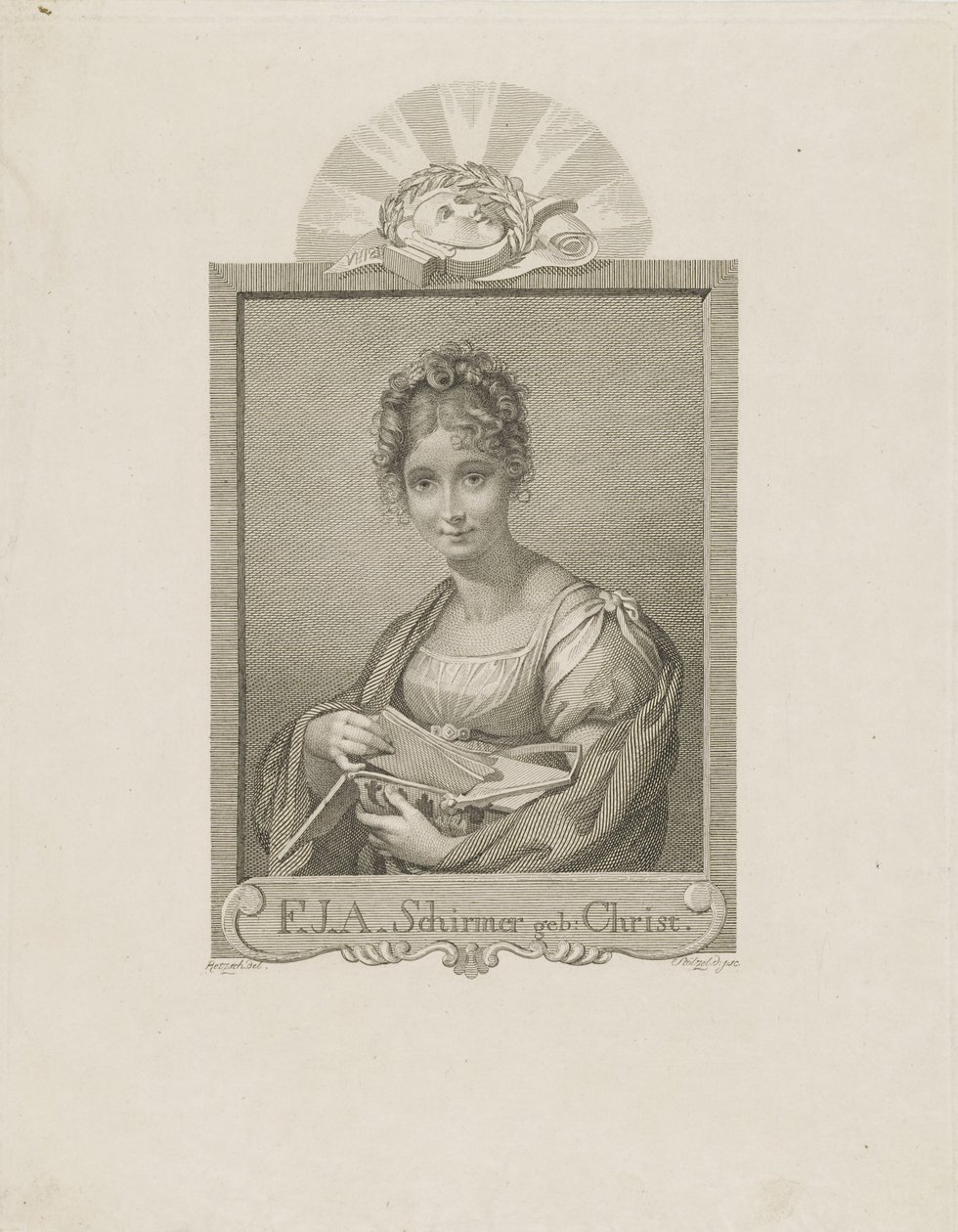 Porträt der Schauspielerin Friederike Schirmer, geb. Christ, um 1830 von Moritz Retzsch