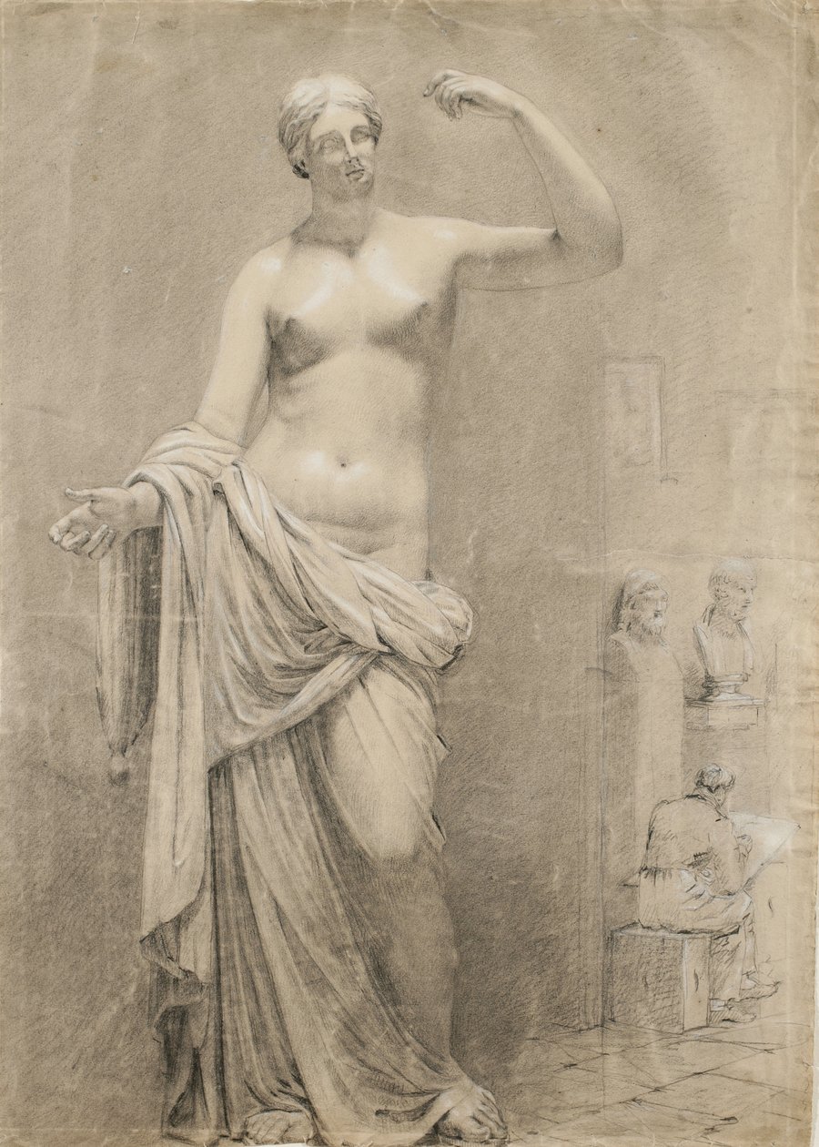 Abguss der Venus mit zeichnendem Schüler im Hintergrund von Moseley Danforth
