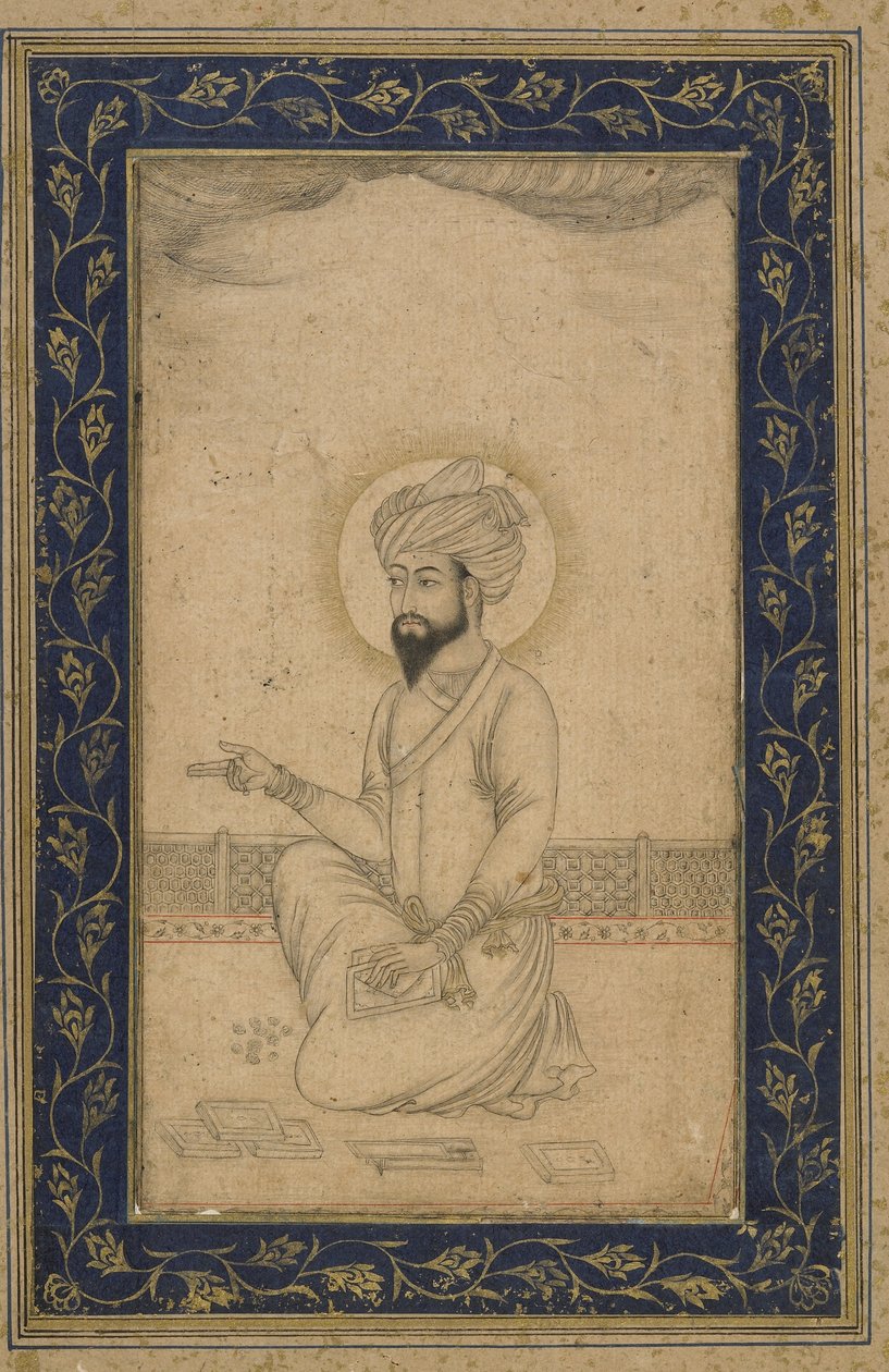Kaiser Babur, losgelöstes Albumfolio, spätes 19. Jahrhundert von Mughal School