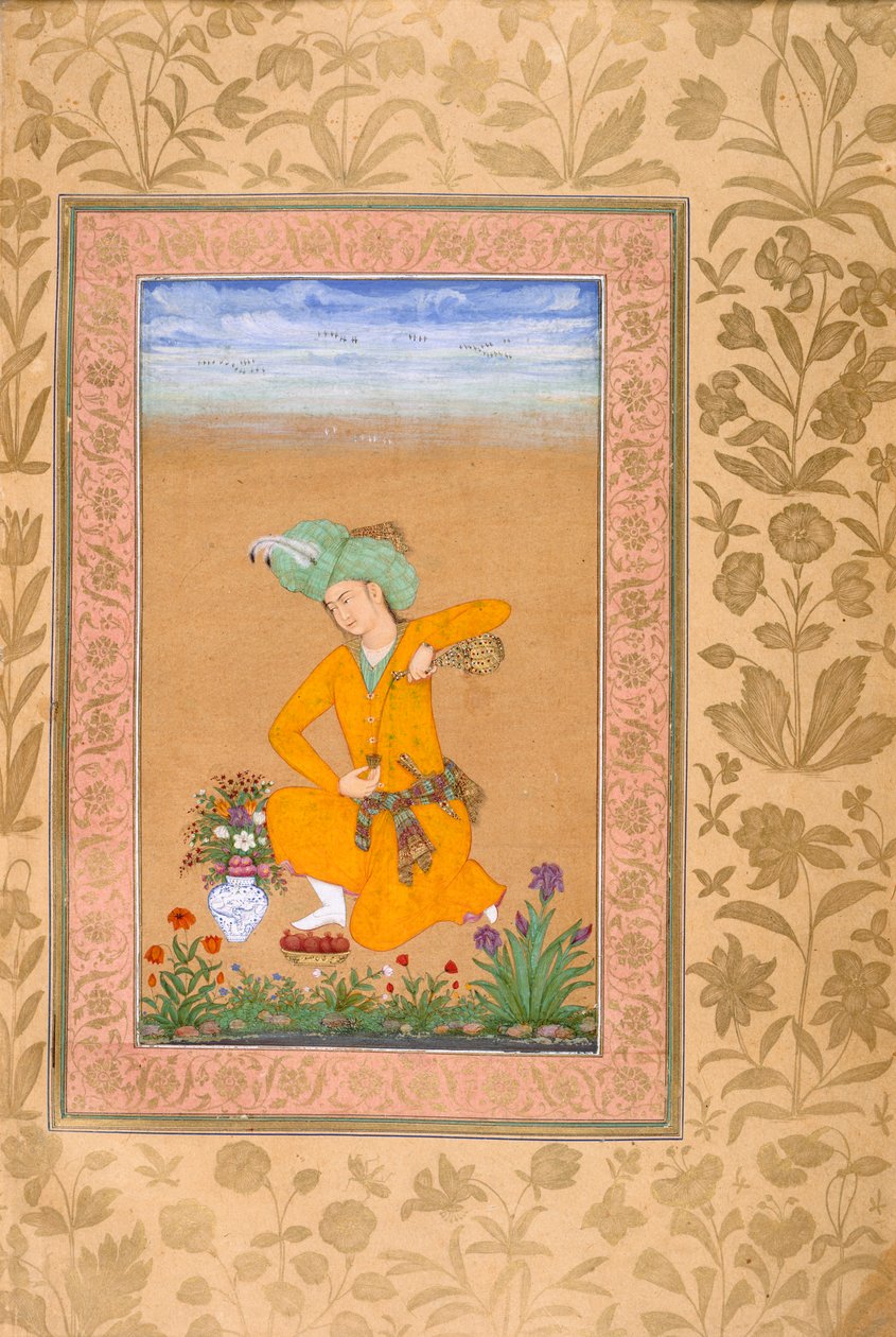 Ein Prinz in persischer Tracht schenkt Wein ein von Muhammad Khan