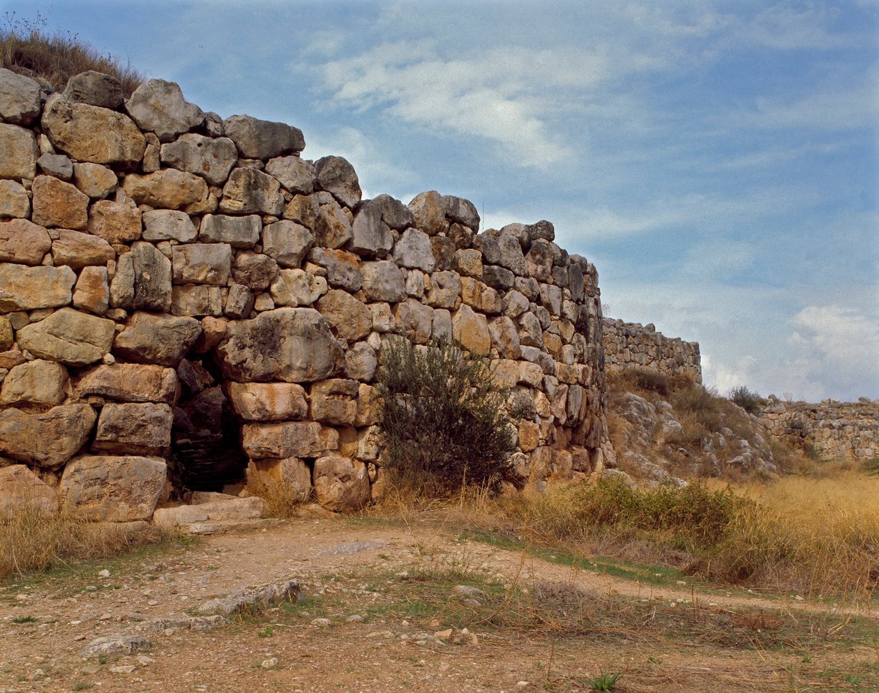Mykenische Kunst: westliche Treppe, die Zugang zur mykenischen Zitadelle gibt, Stadt Tiryns, um 1200 v. Chr. Griechenland von Mycenaean