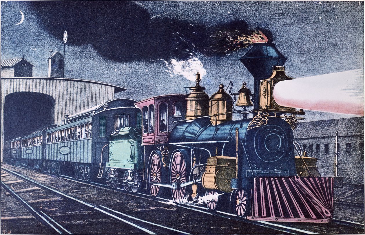 Der Nacht-Express, ca. 1860 von Currier and Ives