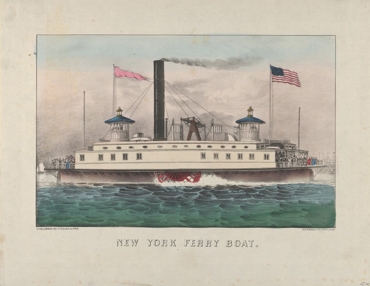 New Yorker Fährboot, ca. 1860-65 (handkolorierte Lithographie) von Currier and Ives