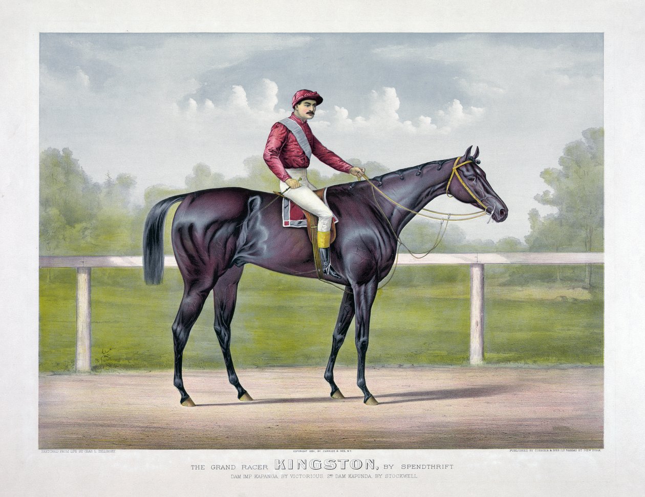 Der große Rennfahrer Kingston von Spendthrift von Currier and Ives
