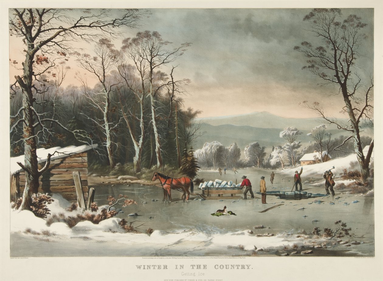 Winter auf dem Land, Eis holen von Currier and Ives