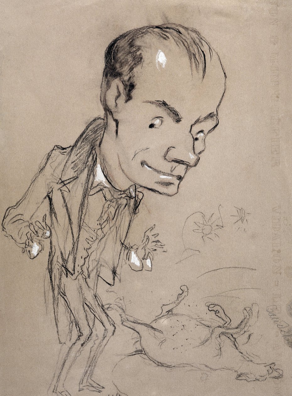 Baudelaire erstaunt vor einem toten Pferd und auf seinem Rücken. Darstellung von Charles Baudelaire, französischer Dichter (1821-1867) von Nadar