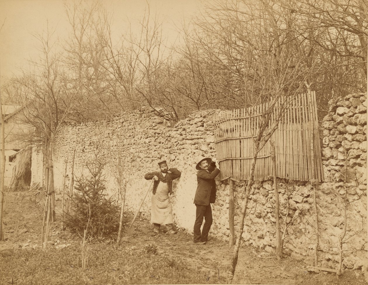 Ermitage de Sénart, ein Gärtner und Jules Belaube von Nadar [Gaspard Félix Tournachon]