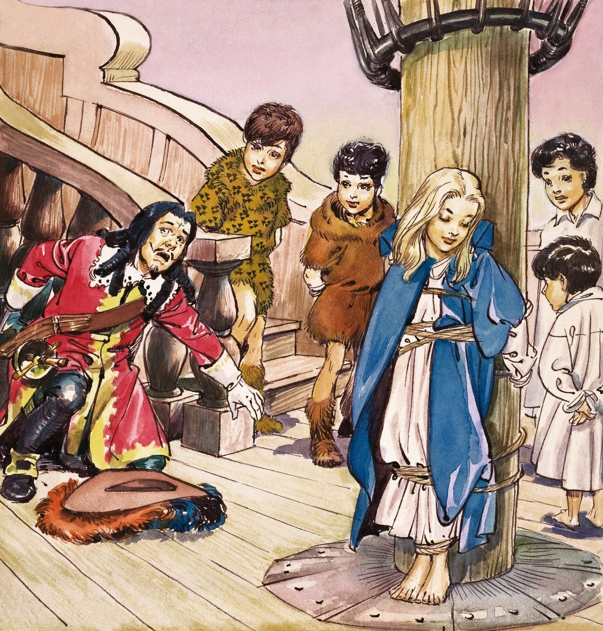 Wendy am Mast gefesselt, Illustration aus 