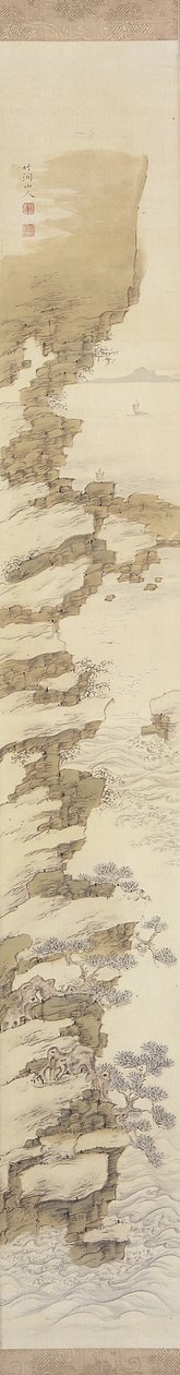 Landschaft an der Klippe mit Booten von Nakabayashi Chikkei