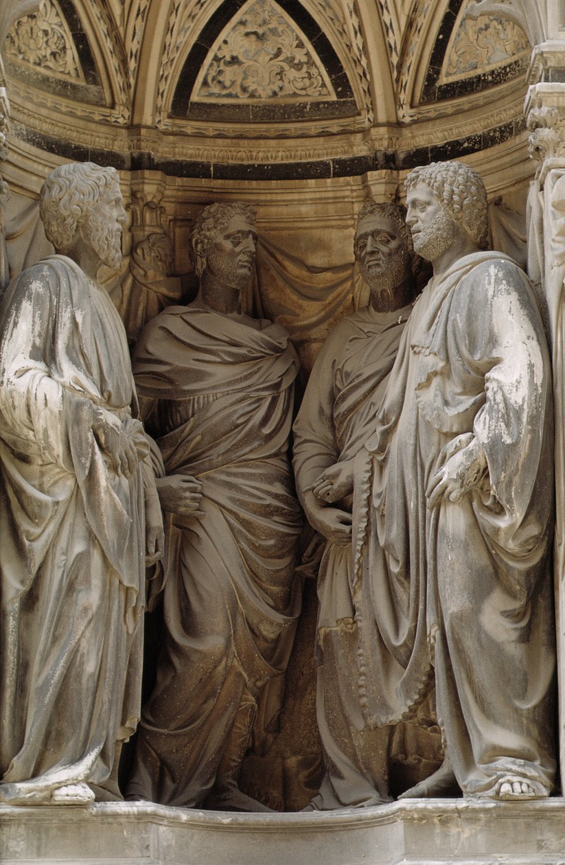 I Quattro Coronati, aus der Nische der Steinmetz- und Zimmermannsgilde, ca. 1415 (Marmor) von Nanni di Banco