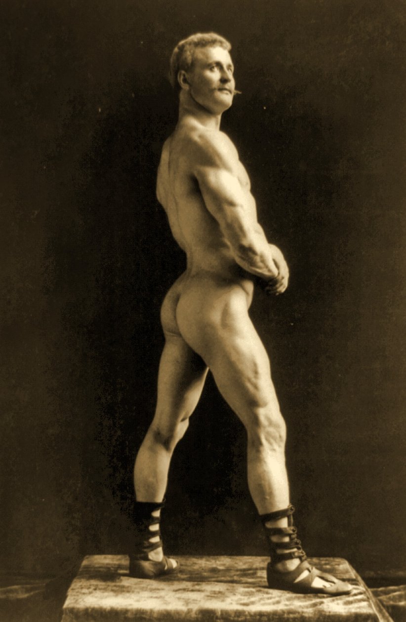 Eugen Sandow, in klassischer antiker griechisch-römischer Pose, ca. 1893 von Napoleon Sarony