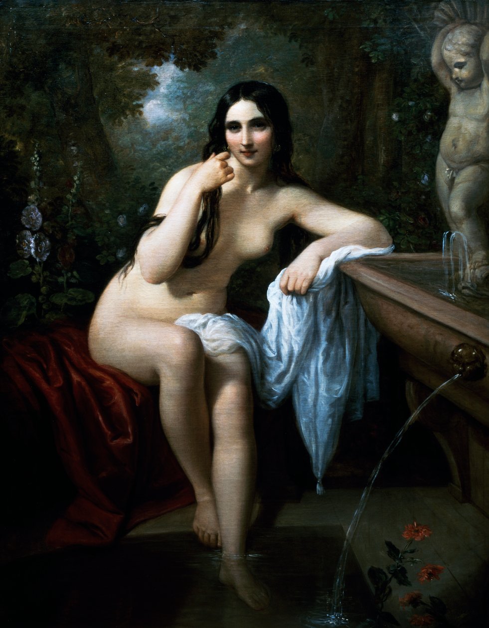 Nymphe beim Bad, Gemälde von Natale Schiavoni (1777-1858), Öl auf Leinwand, 153,5x120 cm, Italien von Natale Schiavoni