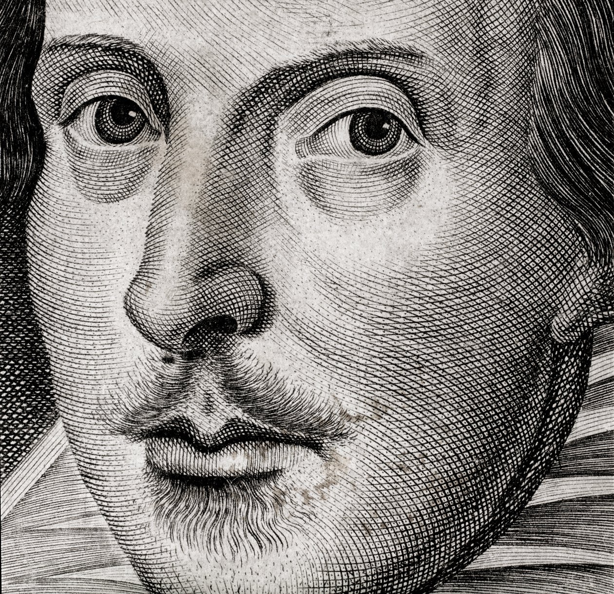 Detail des Porträts von William Shakespeare auf dem Frontispiz von Komödien, Historien und T... von Nathan Benn