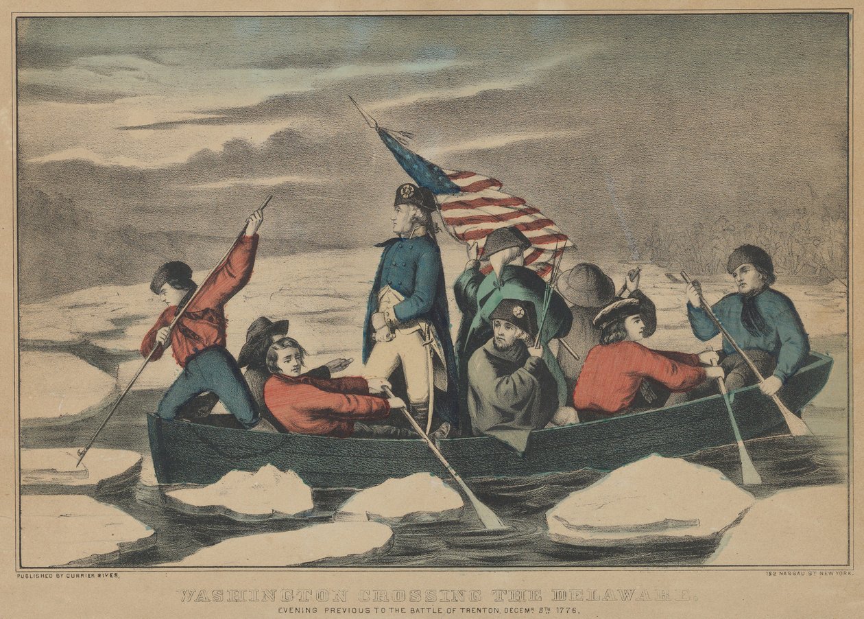 Washington überquert den Delaware - Abend vor der Schlacht von Trenton, Dezember ..., 1857-71 von Currier and Ives