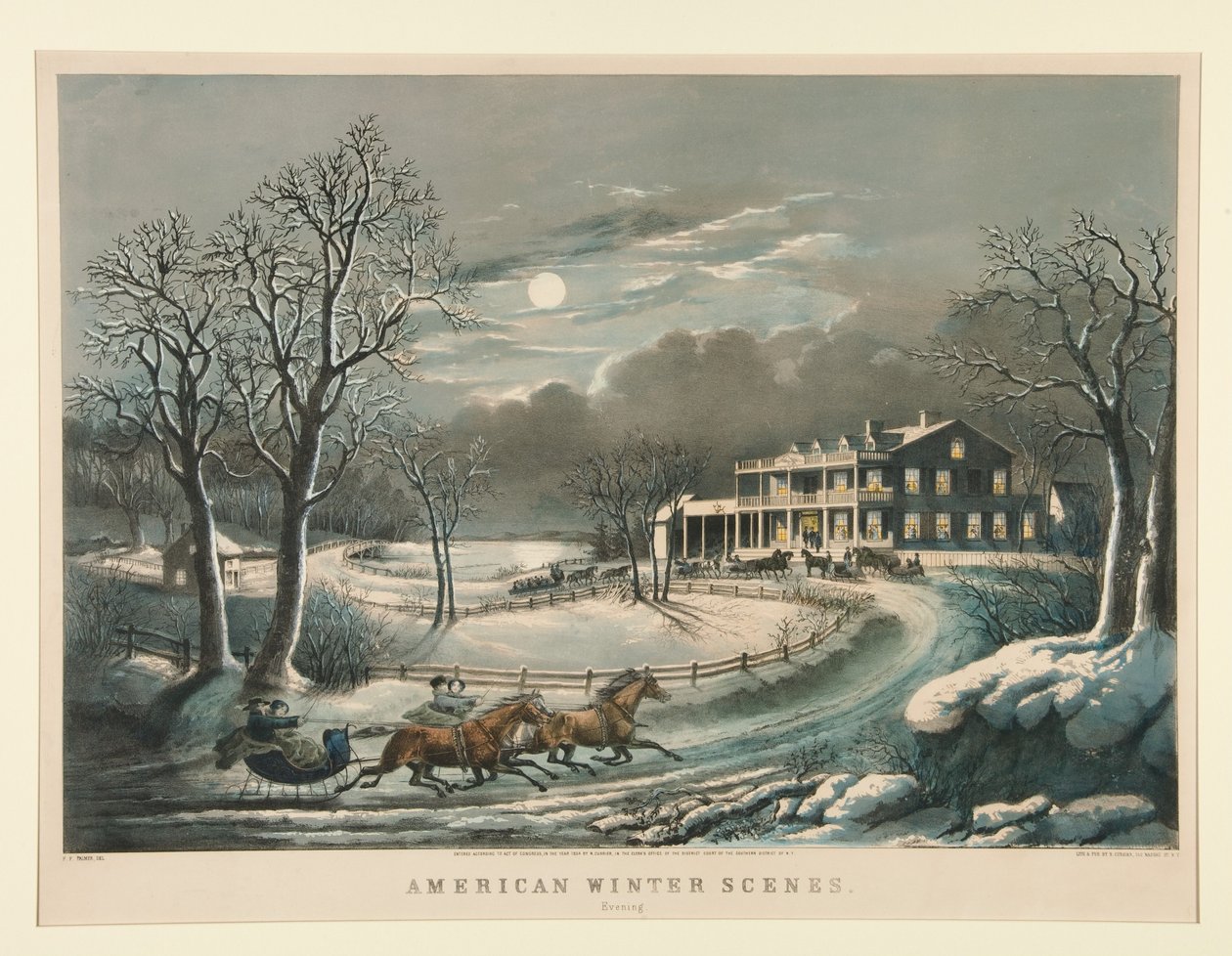 Amerikanische Winterszenen. Abend von Nathaniel Currier