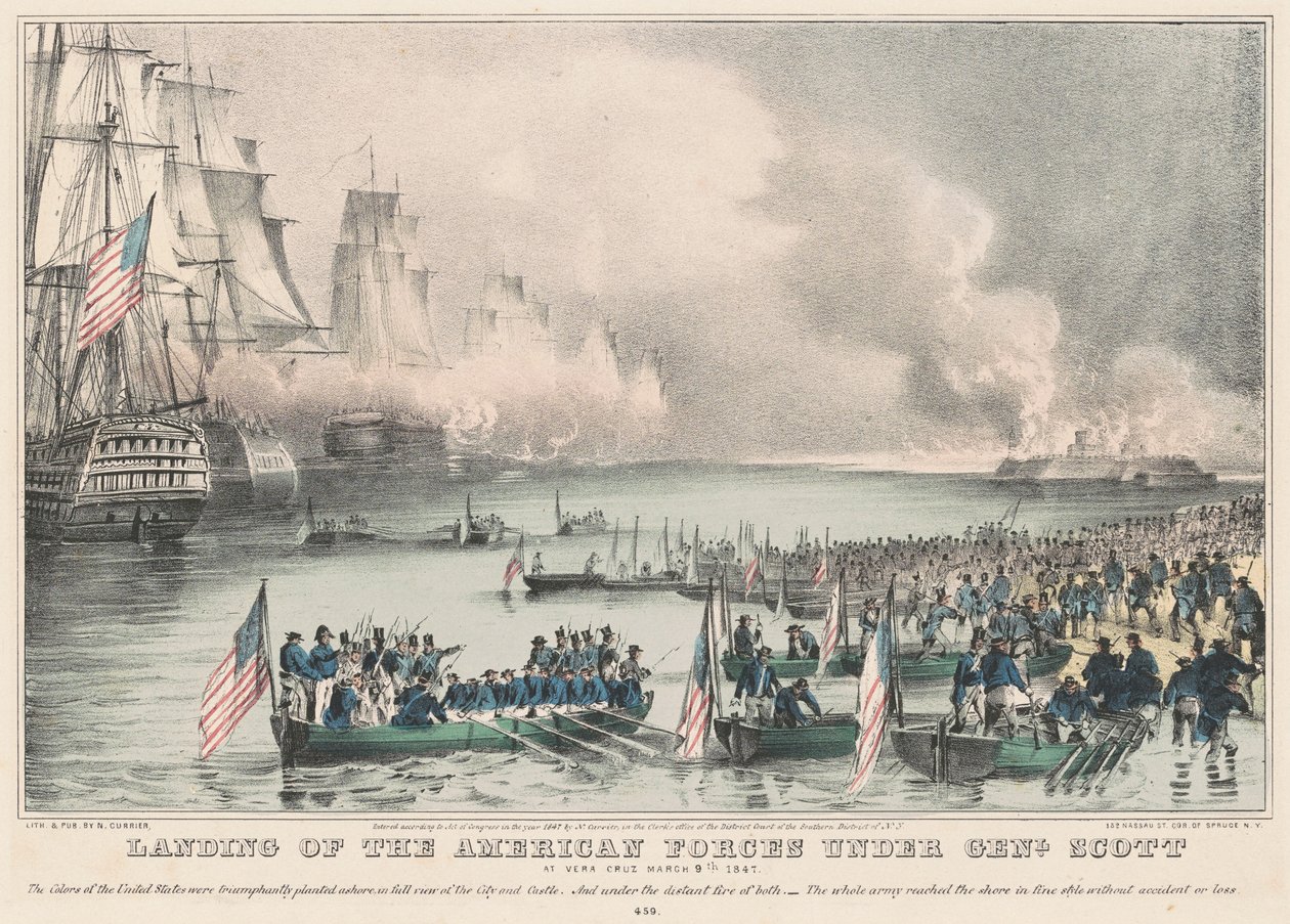 Landung der amerikanischen Truppen unter Genl. Scott: In Vera Cruz am 9. März 1847 von Nathaniel Currier