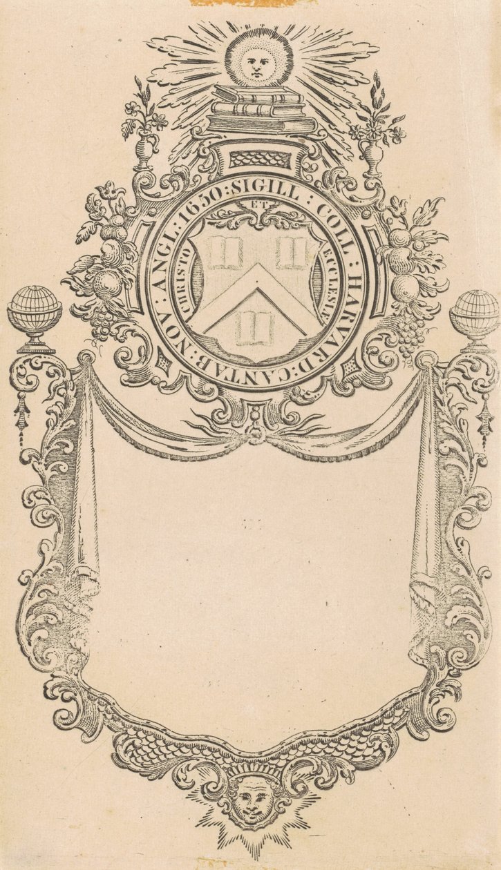 Harvard College Exlibris mit dem Christo et Ecclesiæ Siegel von Nathaniel Hurd