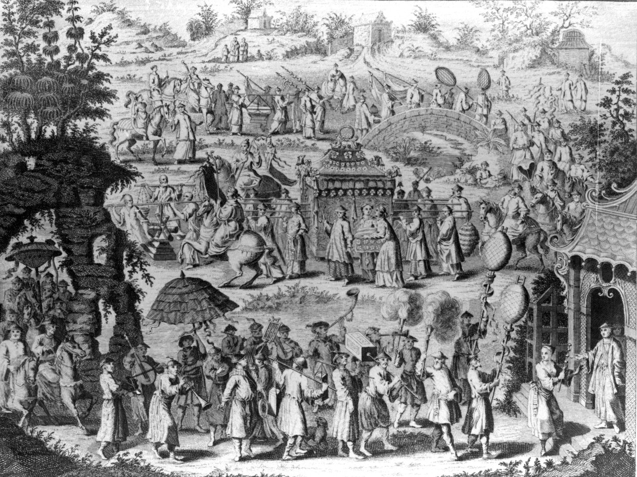 Prozession einer Braut auf dem Weg zu ihrem Ehemann, Illustration aus 