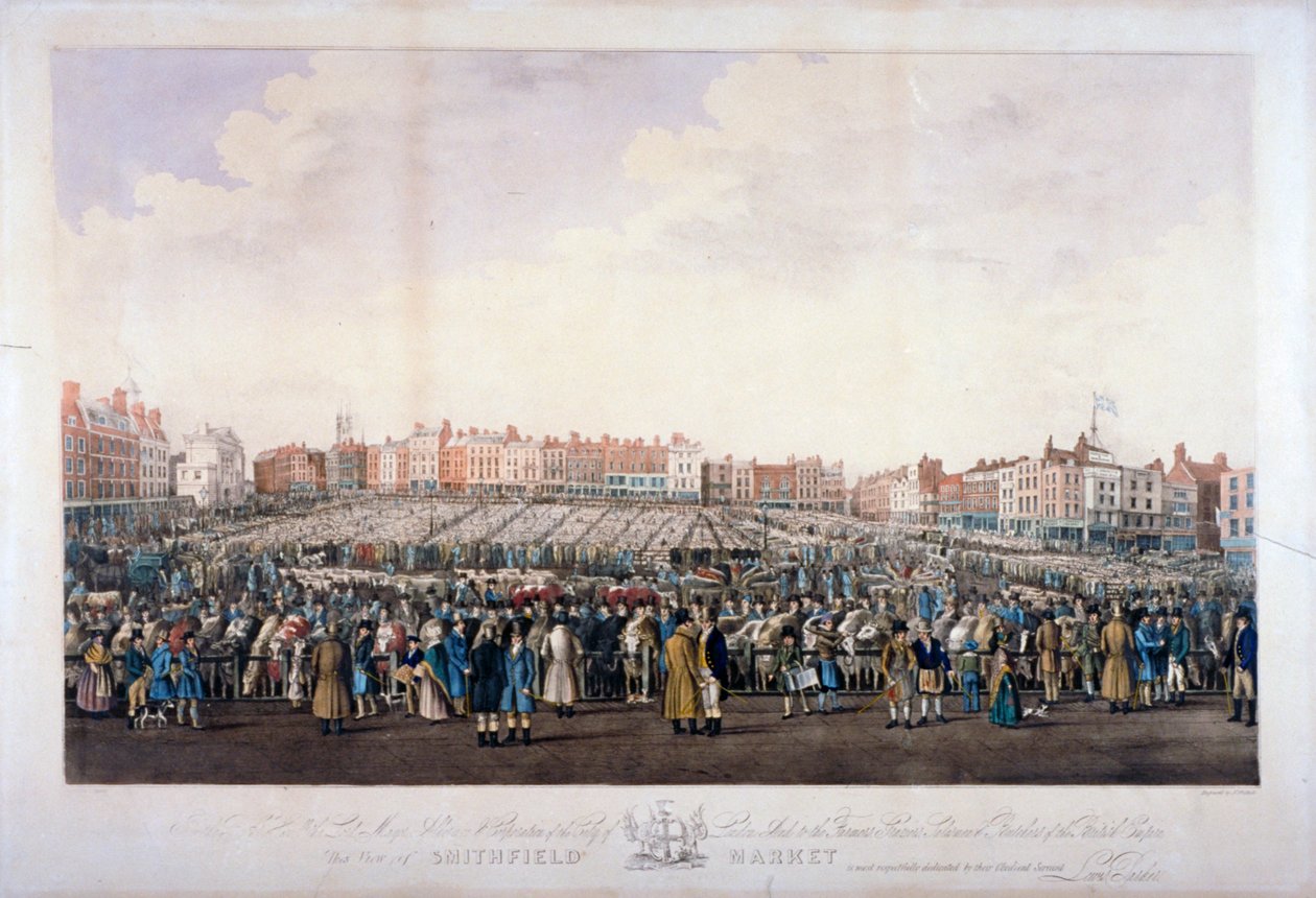 Smithfield Market, West Smithfield, City of London, ca. 1825 von Nathaniel Whittock