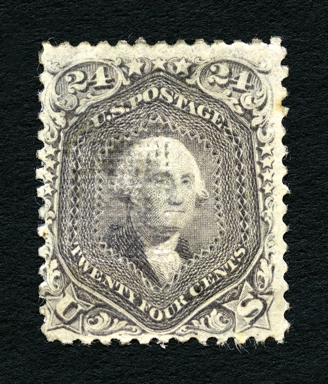 24c Washington F Grill Einzelstück, 1867 von National Bank Note Company