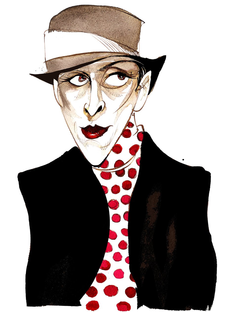 Djuna Barnes, einflussreiche modernistische amerikanische Schriftstellerin und Künstlerin; Karikatur von Neale Osborne