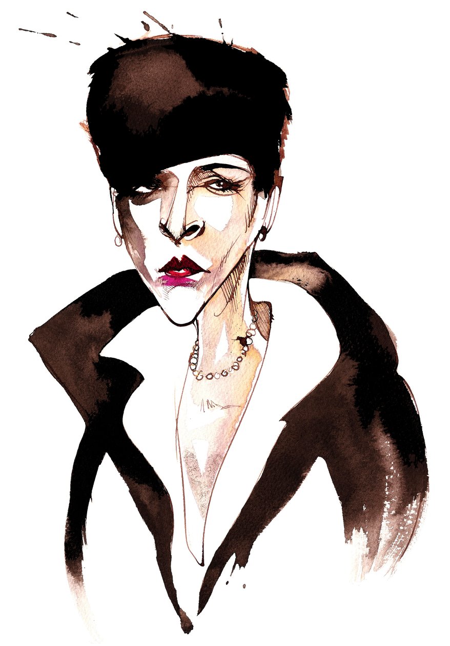 Djuna Barnes, einflussreiche modernistische amerikanische Schriftstellerin und Künstlerin; Karikatur von Neale Osborne
