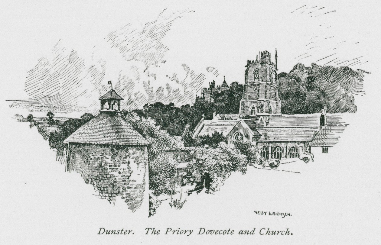 Dunster, Das Priorat Taubenschlag und Kirche von Nelly Erichsen