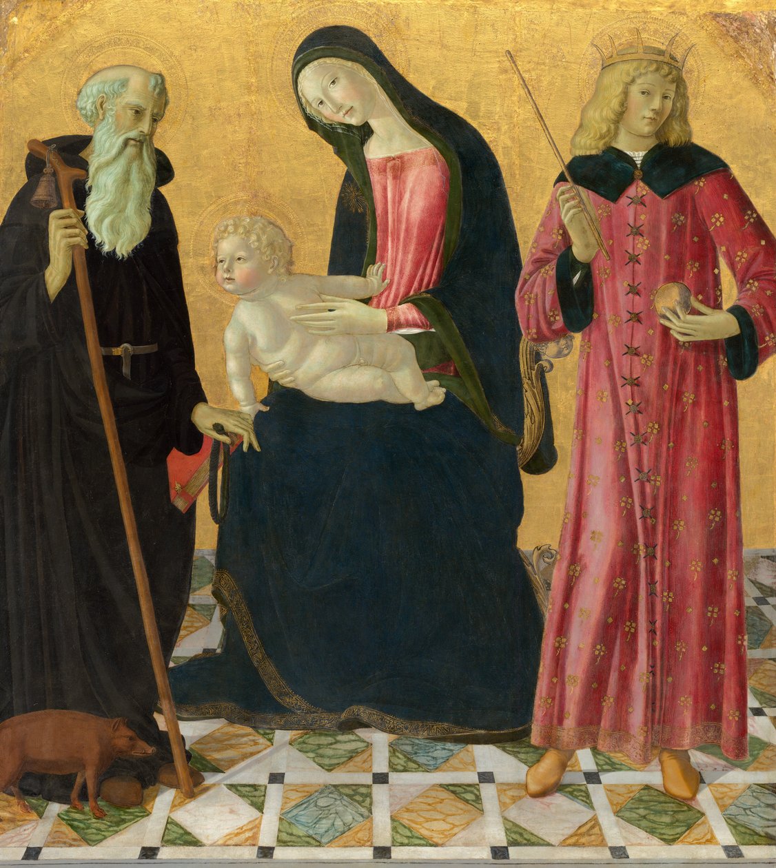Madonna mit Kind und den Heiligen Antonius Abt und Sigismund, ca. 1490-1495 von Neroccio de Landi