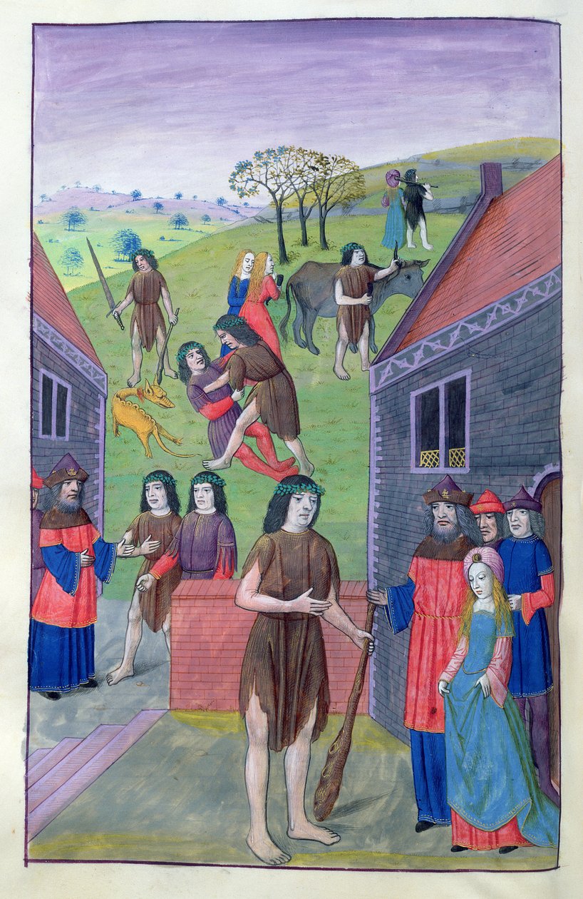 Herkules kämpft gegen Achelous und packt den Stier bei den Hörnern, 1479 von Netherlandish School