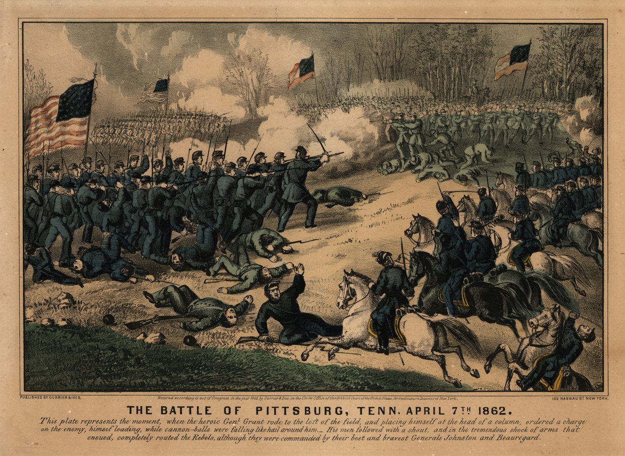 Die Schlacht von Pittsburg, Tenn., 7. April 1862 von New York Currier and Ives