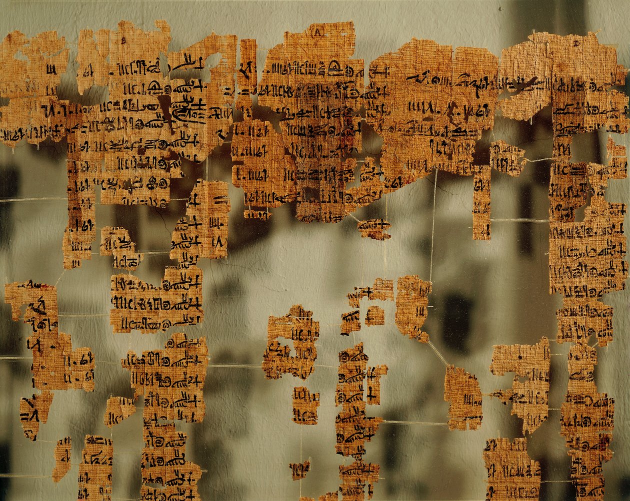 Fragmente des Papyrus des Königs oder des Königlichen Kanons von New Kingdom Egyptian
