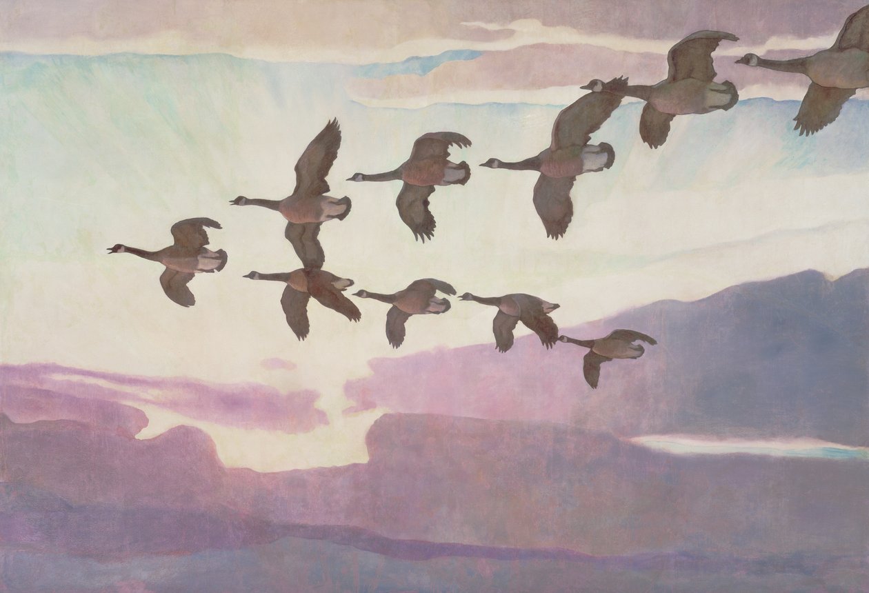 Kanadagänse im Frühling, 1941 von Newell Convers Wyeth