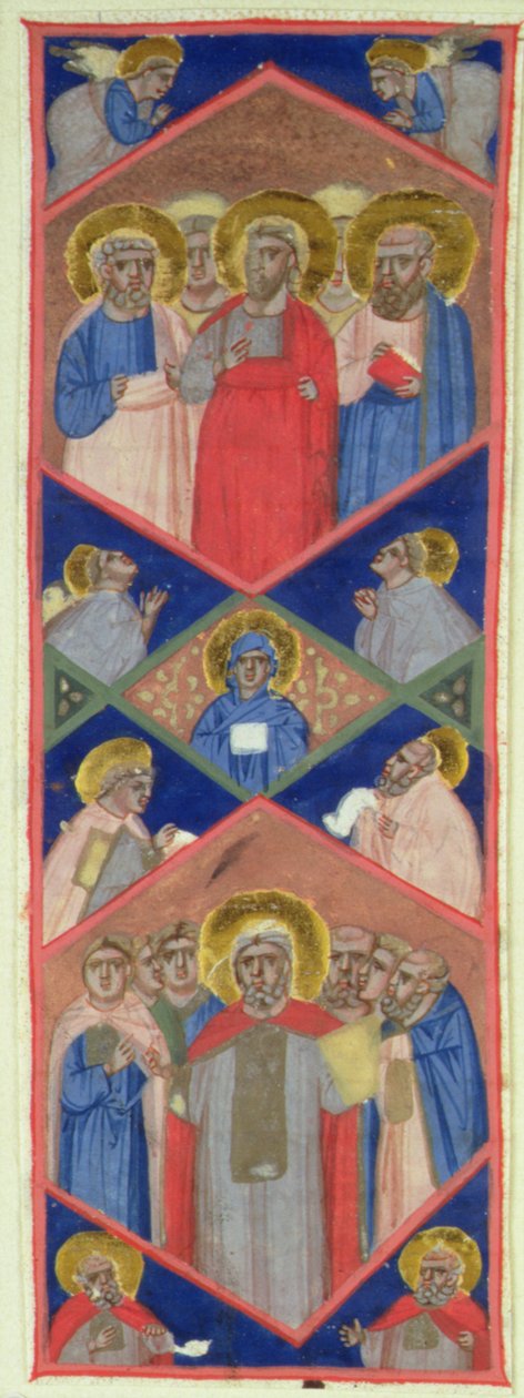 Acht Heilige, darunter St. Petrus, St. Andreas, St. Stephanus, St. Laurentius, ein Papstheiliger, St. Antonius Abt und vier weitere Heilige von Niccolo di Giacomo