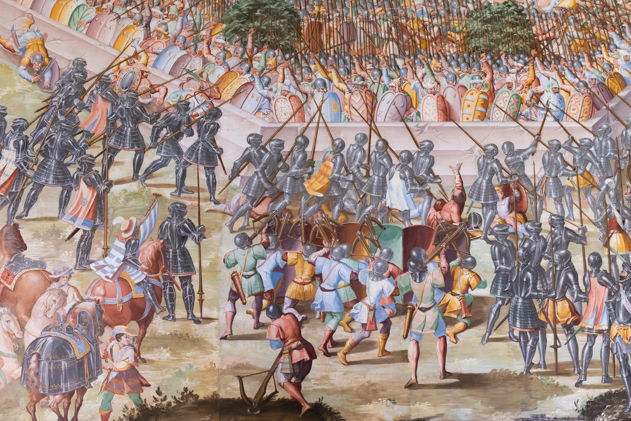 Detail des Freskos in der Halle der Schlachten der Schlacht von La Higueruela 1431 von Niccolo Granello