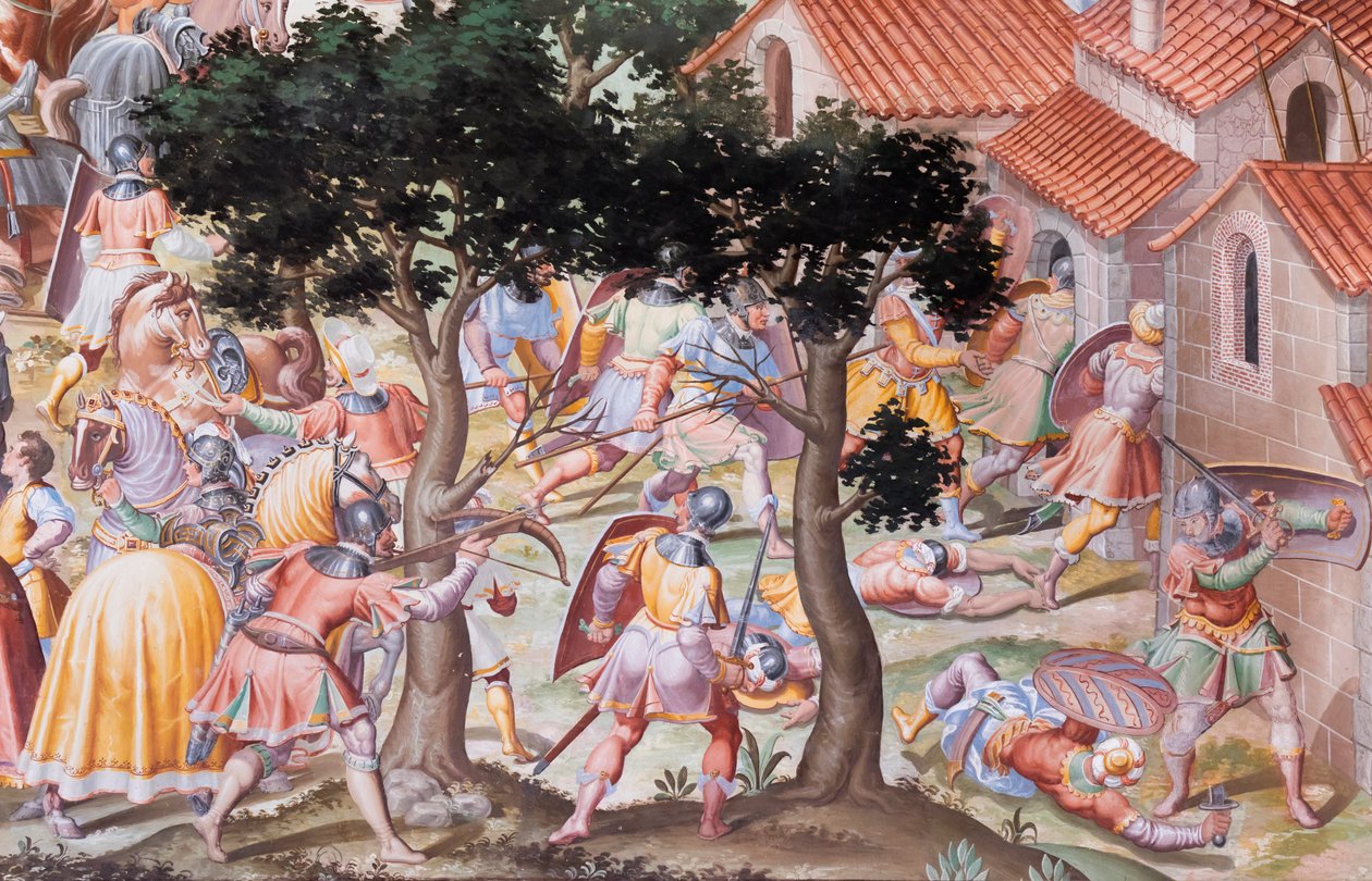 Detail des Freskos in der Halle der Schlachten der Schlacht von La Higueruela 1431 von Niccolo Granello