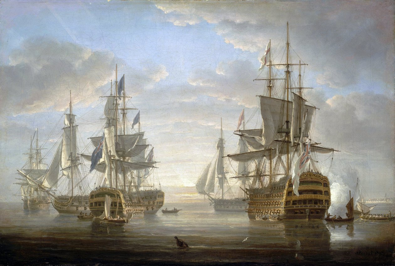 Die Kriegsflotte, in der Horatio Nelson (1758-1805) während der Revolutions- und Napoleonischen Kriege (1793-1805) Kapitän war von Nicholas Pocock