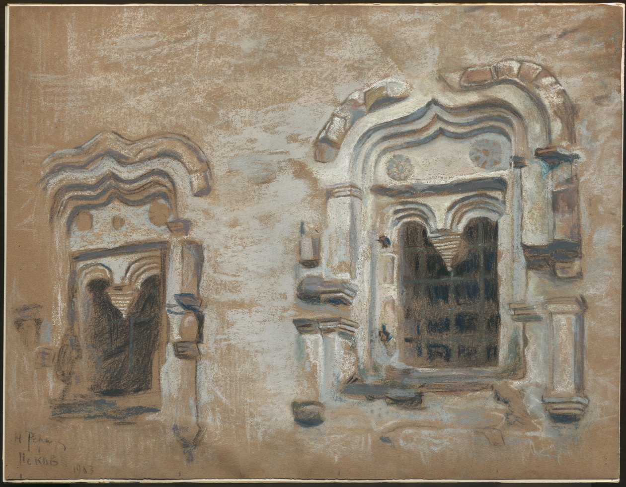 Fenster eines Hauses aus dem 17. Jahrhundert, Pskov, aus "Studien von einer Reise durch alte russische Städte", 1903 von Nicholas Roerich
