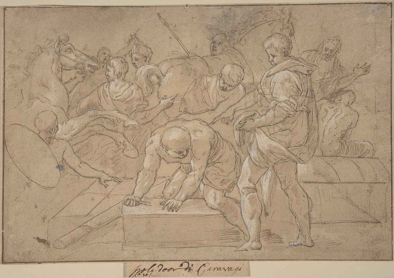 Historische Szenenkomposition Studie für Chapelle de Guise, 16. Jahrhundert von Nicolò dell