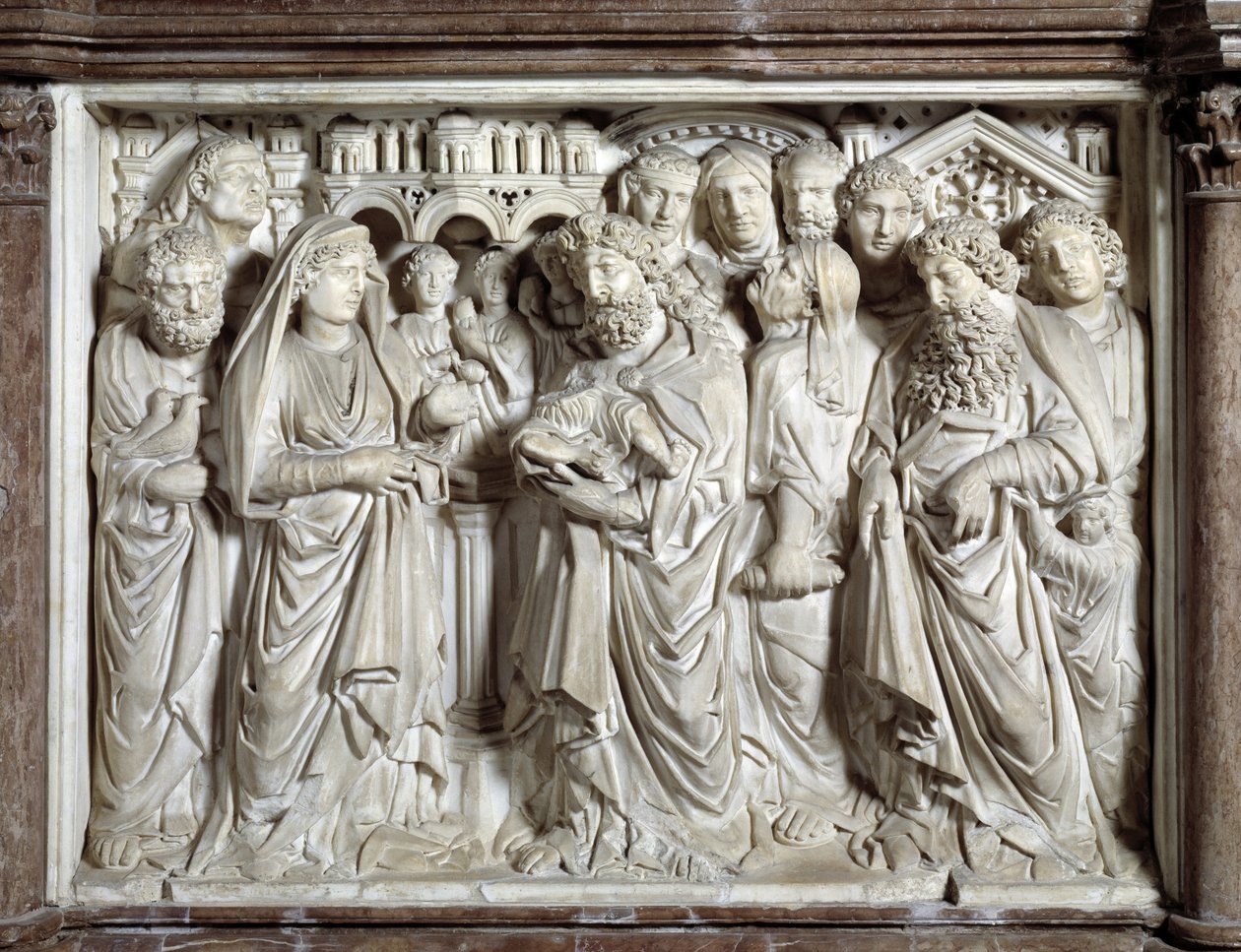 Darstellung Jesu im Tempel Stuhl von Nicola Pisano (1215/20-1278/84) (Marmorkanzel) 1260 Baptisterium San Giovanni di Pisa, Italien von Nicola Pisano
