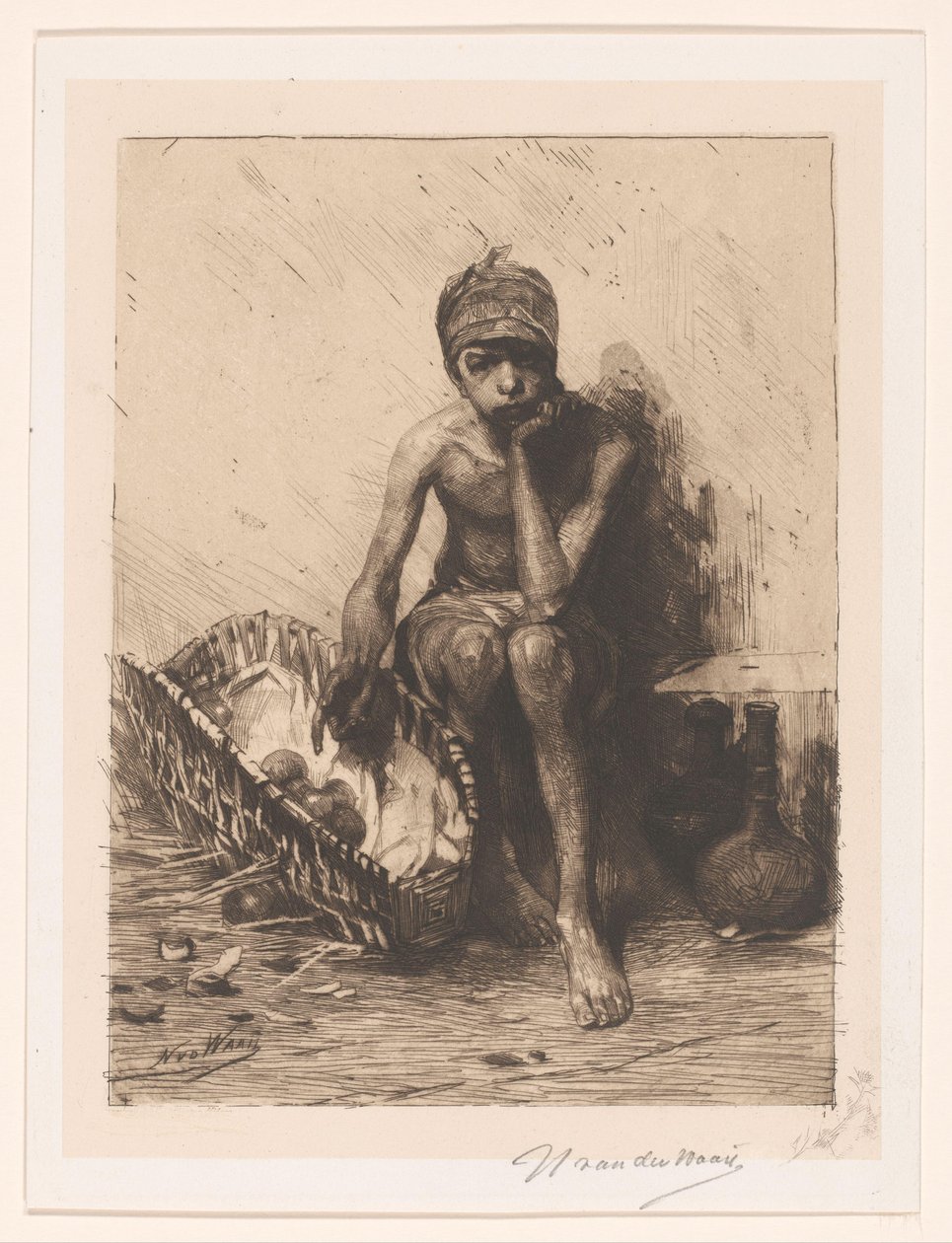Obstverkäufer von Nicolaas van der Waay (signed by artist)