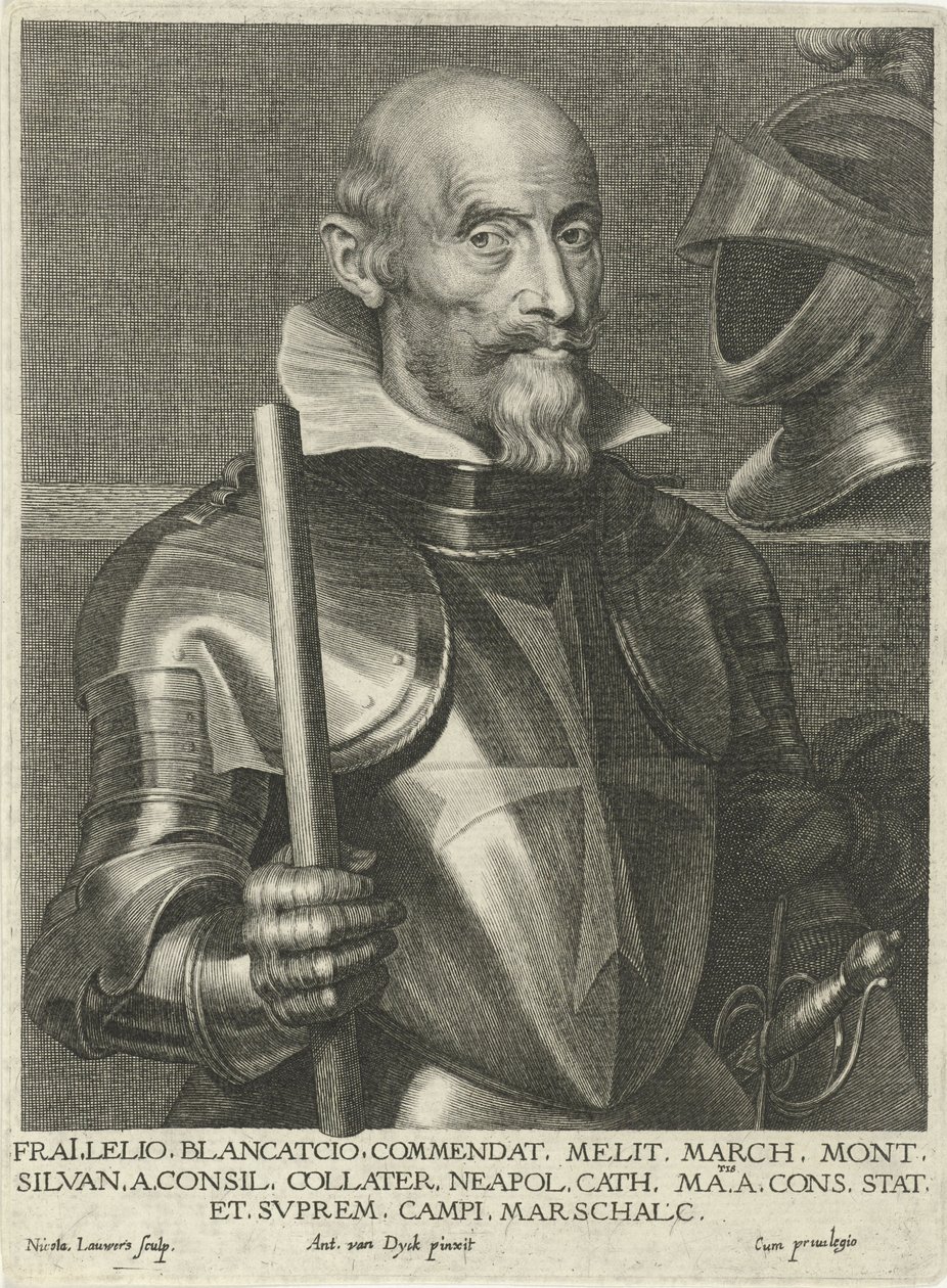 Porträt von Lelio Brancaccio, graviert von Nicolaes Lauwers nach Anthony van Dyck von Nicolaes Lauwers