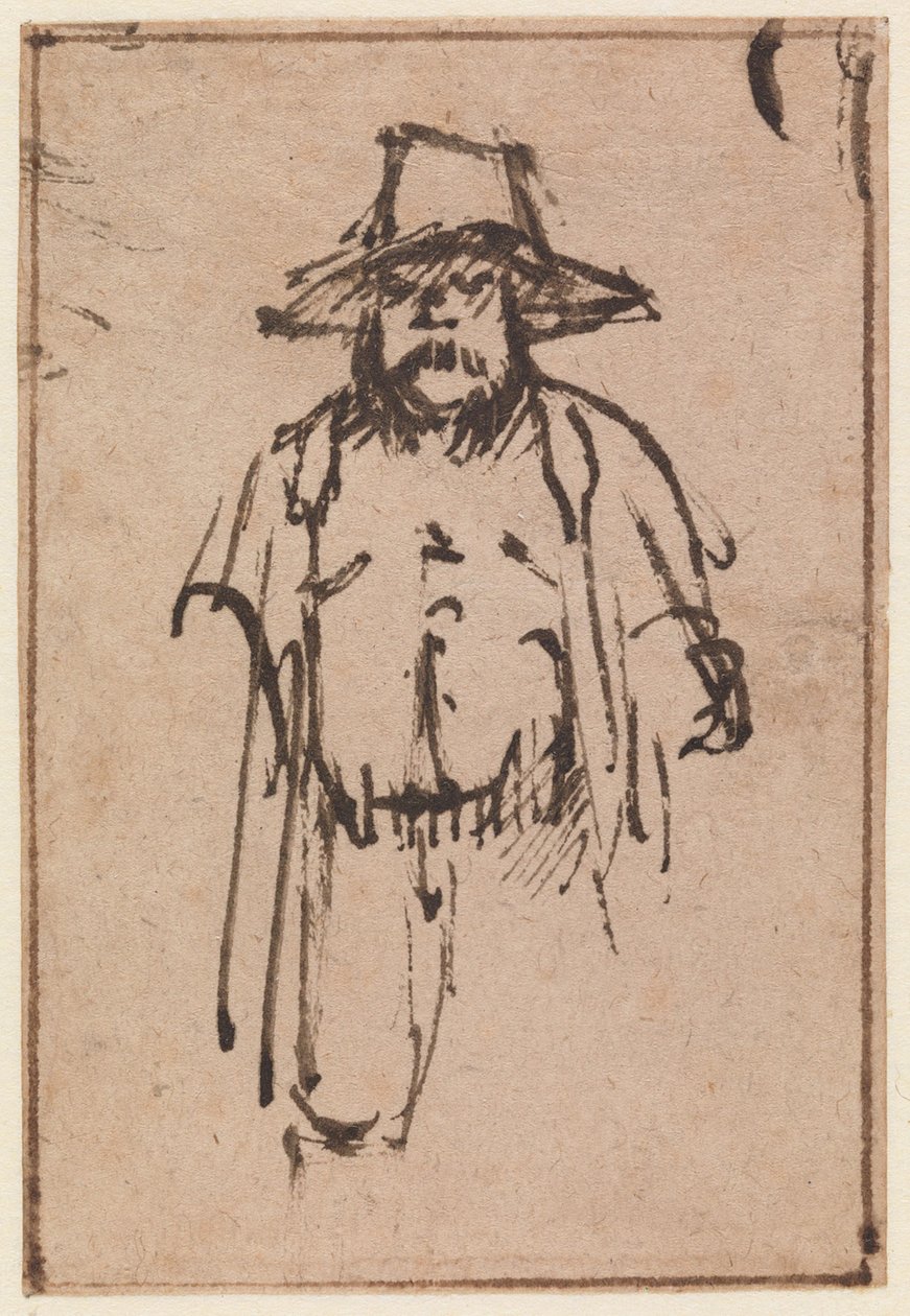 Ein stehender Mann mit einem breitkrempigen Hut von Nicolaes Maes