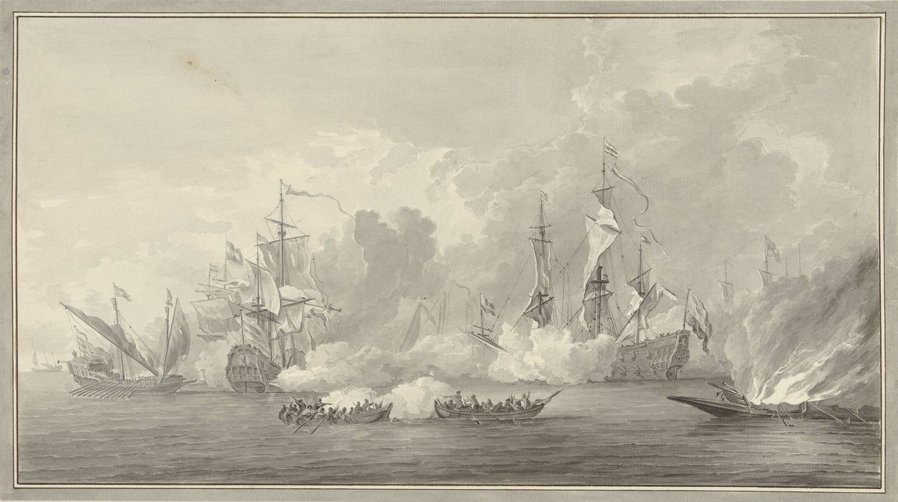 Seeschlacht, möglicherweise bei Kijkduin am 21. August 1673 von Nicolaes Muys