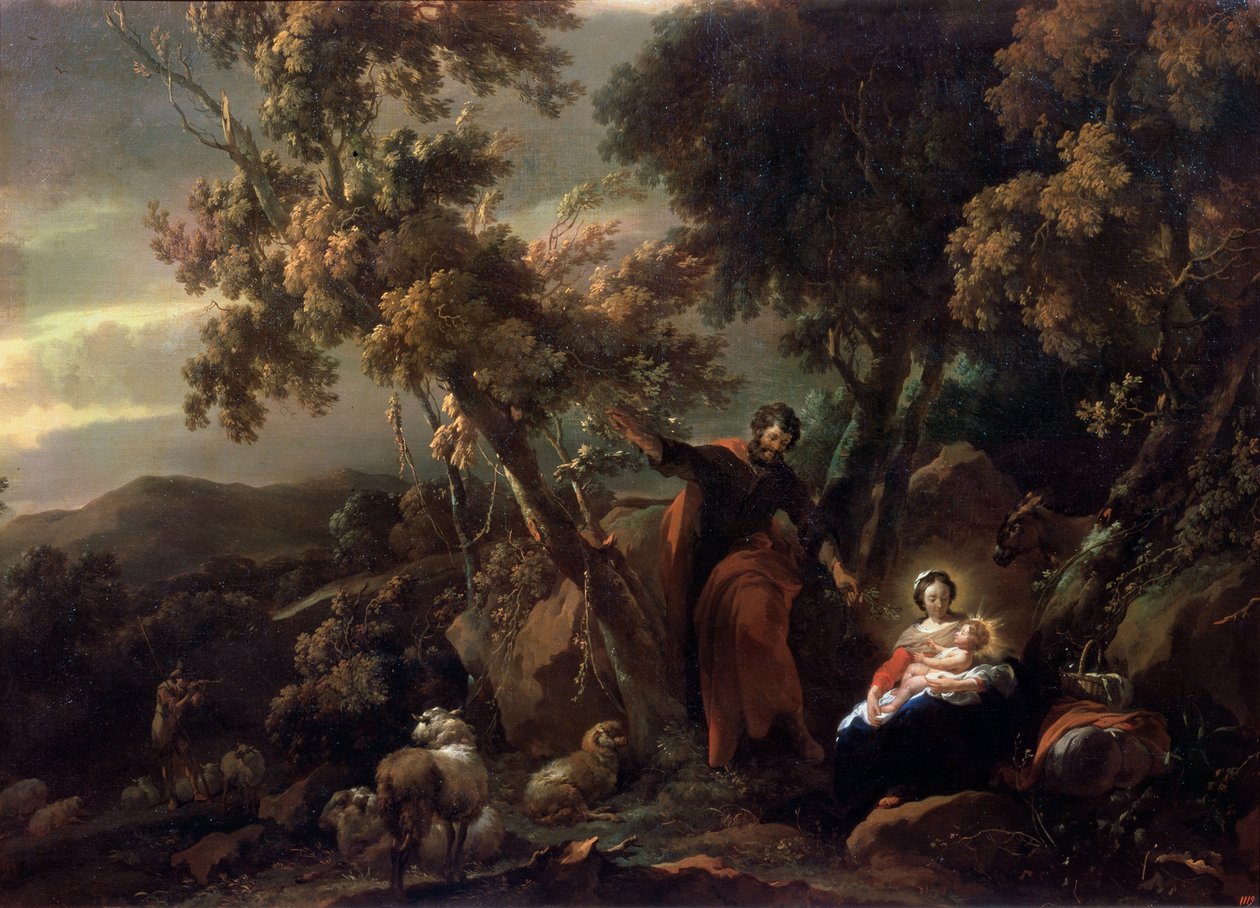 Ruhe auf der Flucht nach Ägypten, 17. Jahrhundert von Nicolaes Pietersz. Berchem