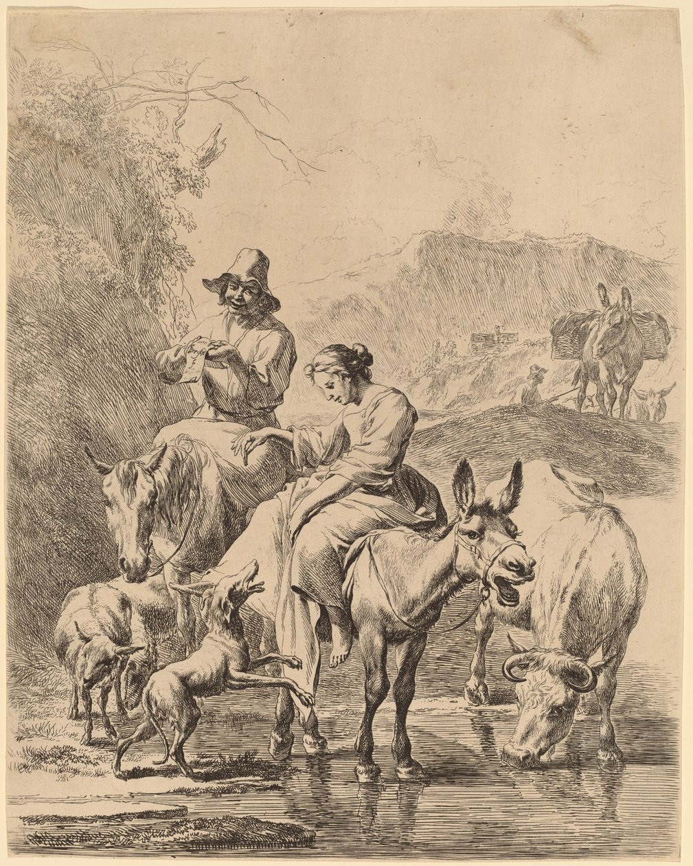 Hirtin auf einem Esel von Nicolaes Pietersz Berchem
