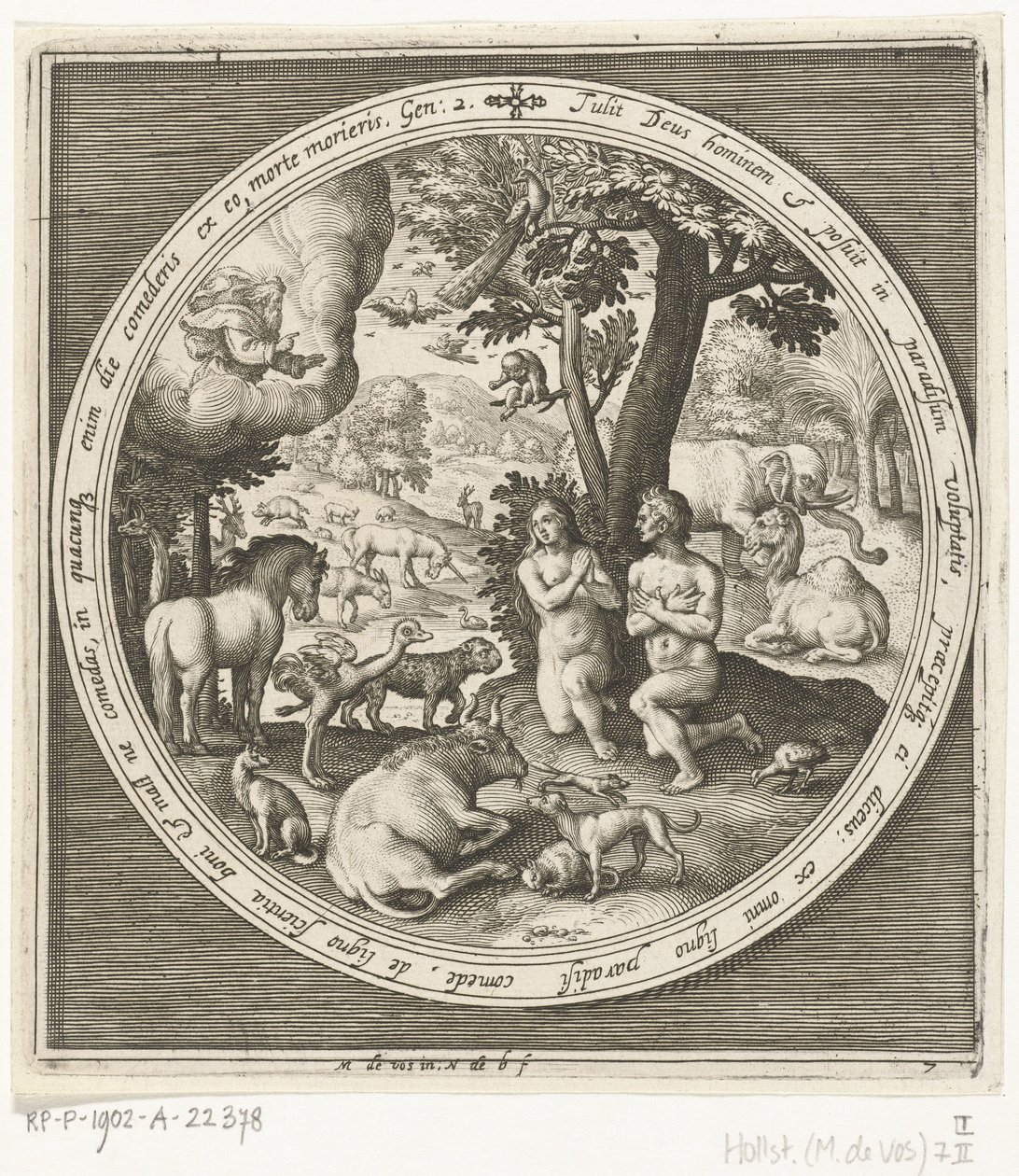 Der siebte Tag der Schöpfung: Adam und Eva im Paradies von Nicolaes de Bruyn