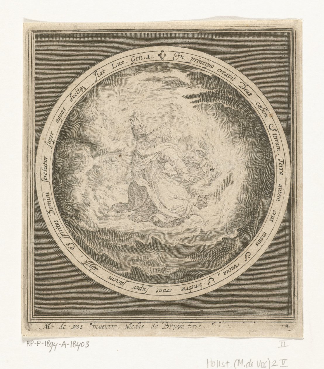 Erster Tag der Schöpfung: Gott erschafft Himmel und Erde von Nicolaes de Bruyn