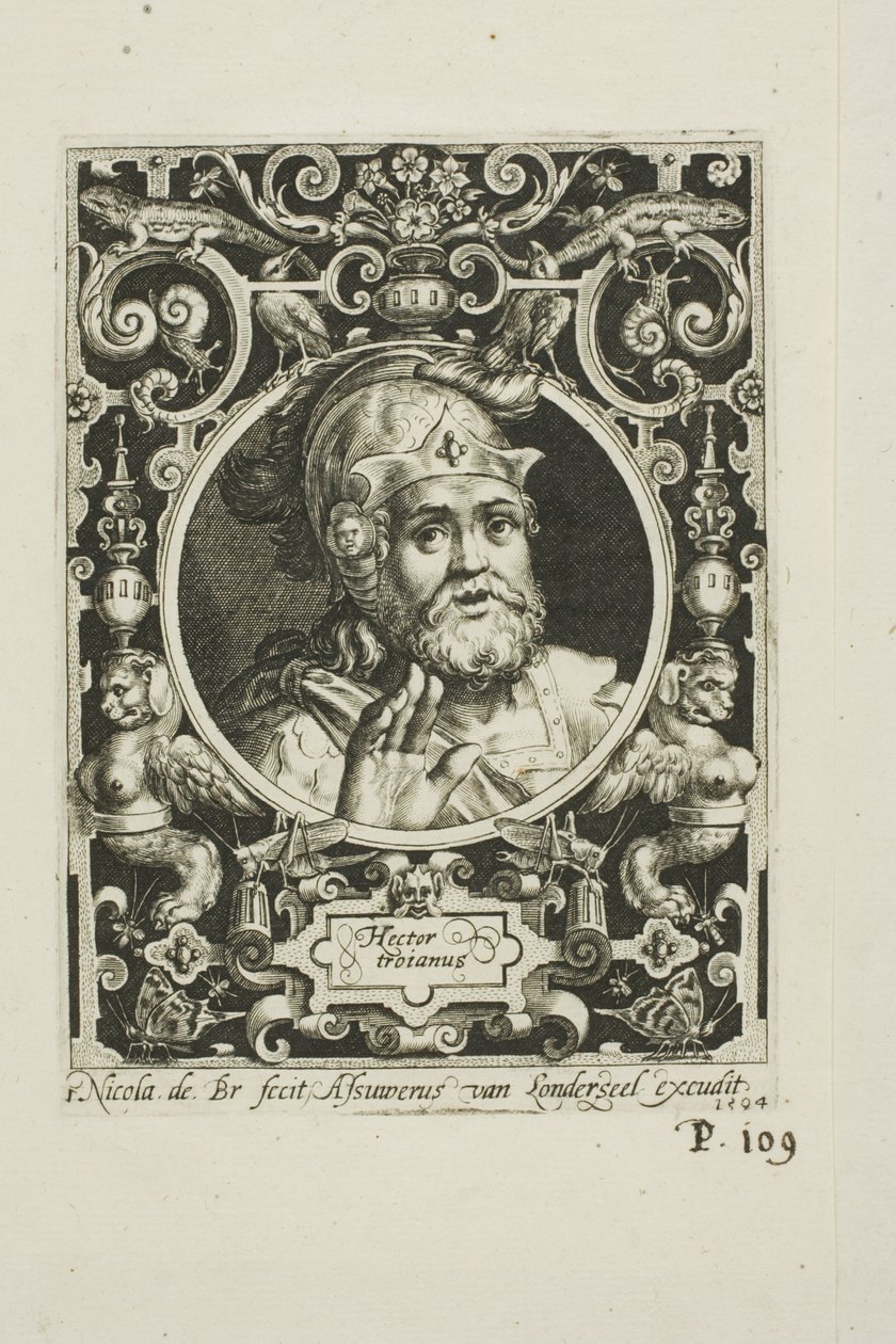 Hektor von Troja, Tafel eins aus Die Neun Guten Helden von Nicolaes de Bruyn