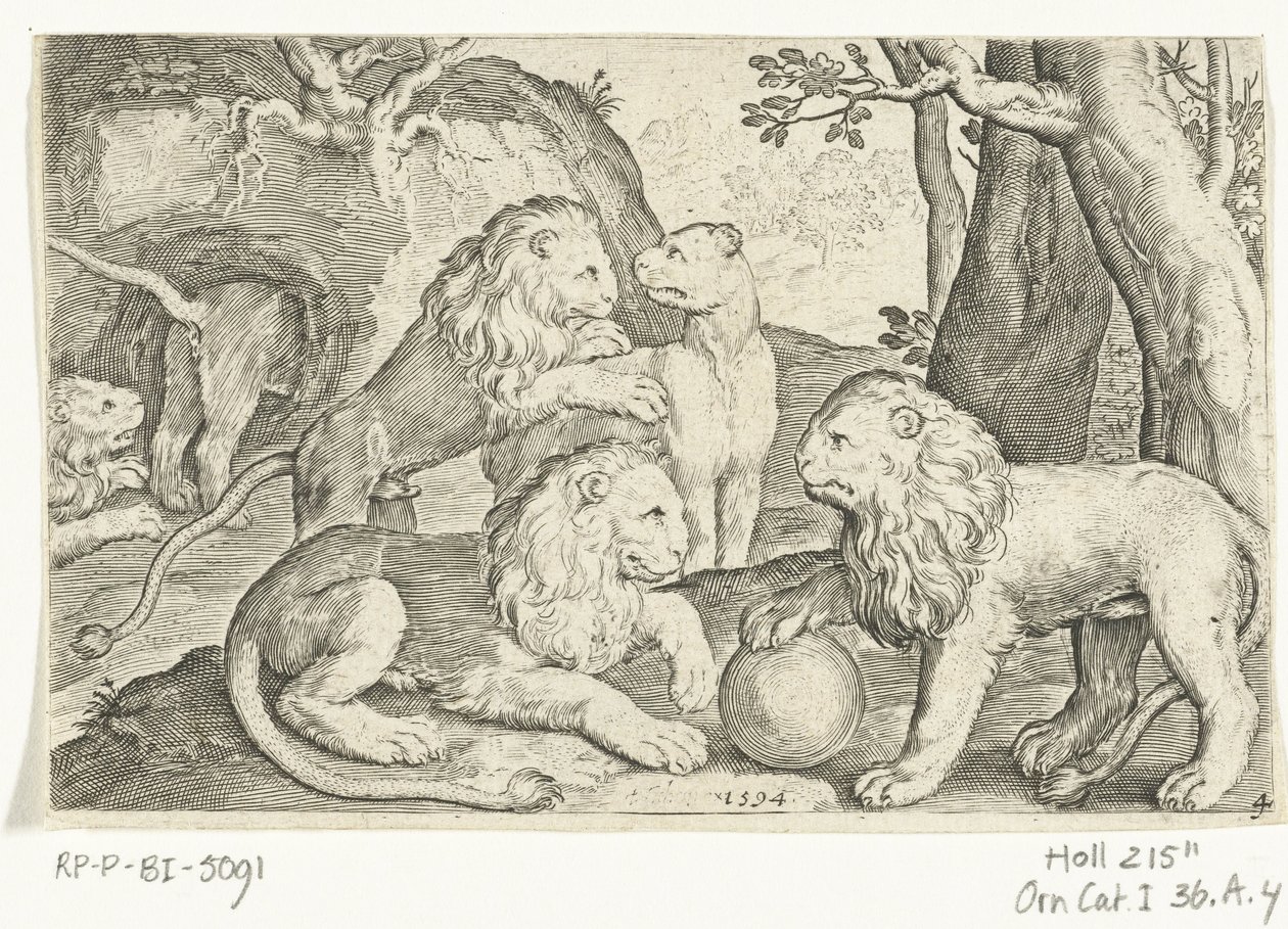 Löwen. Animalivm qvadrvpedvm. Tiere in Landschaften von Nicolaes de Bruyn